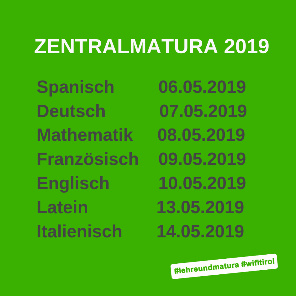 Zentralmatura Österreich Termine 2019